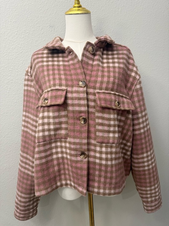 Joie Jackets & Blazers - Joie XL Plaid Button-Front Pink Jacket